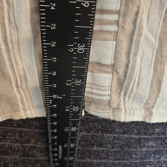 Susan Graver 100% Cotton Tunic Shirt Size 1X White Striped Beige White - Picture 12 of 12